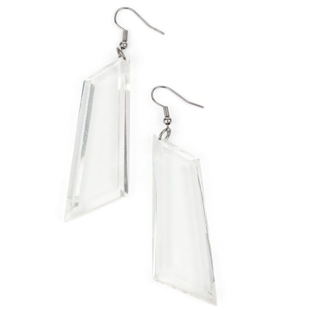NEW PAPARAZZI "The Final Cut" DROP EARRINGS CLEAR ACRYLIC, FISH HOOK